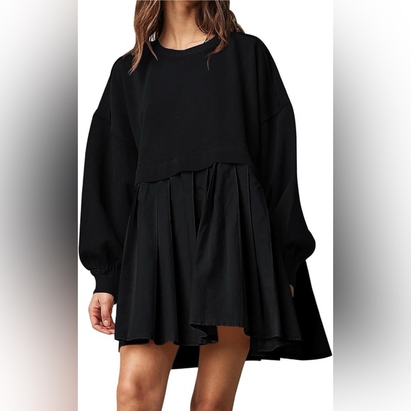 Amazon Dresses & Skirts - Amazon Black Sweatshirt Dress - Crewneck - Long Sleeved Oversized Mini Dress XL